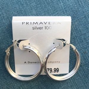 PRIMAVERA Pure 100 Jewelry Silver Hoops Earrings